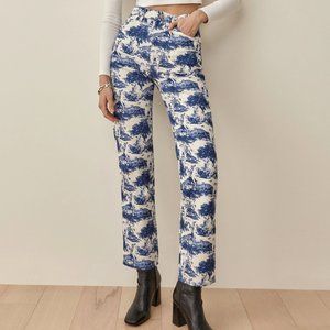 NWT Reformation Pastoral Toile High Rise Straight Jeans 23
